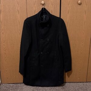 Elegant Black Double-Breasted Trench Coat